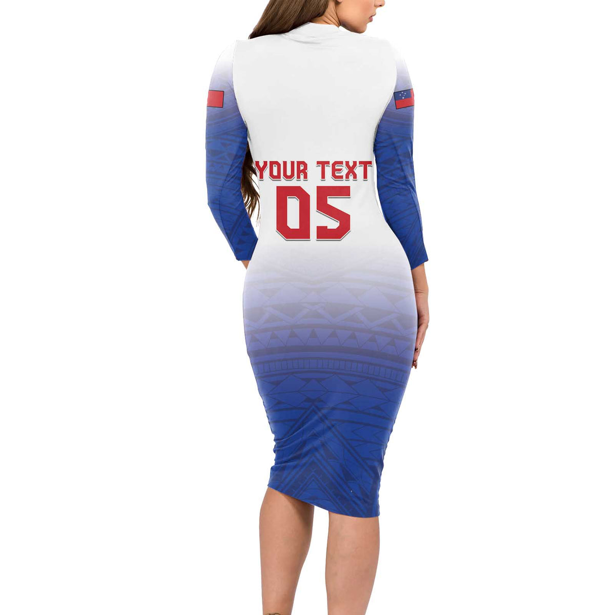 Custom Samoa Rugby 2024 Pacific Long Sleeve Bodycon Dress Go Manu Samoa