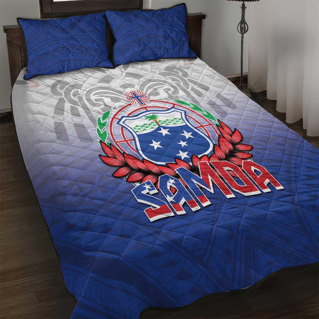 Samoa Rugby 2024 Pacific Quilt Bed Set Go Manu Samoa LT05 Blue - Polynesian Pride