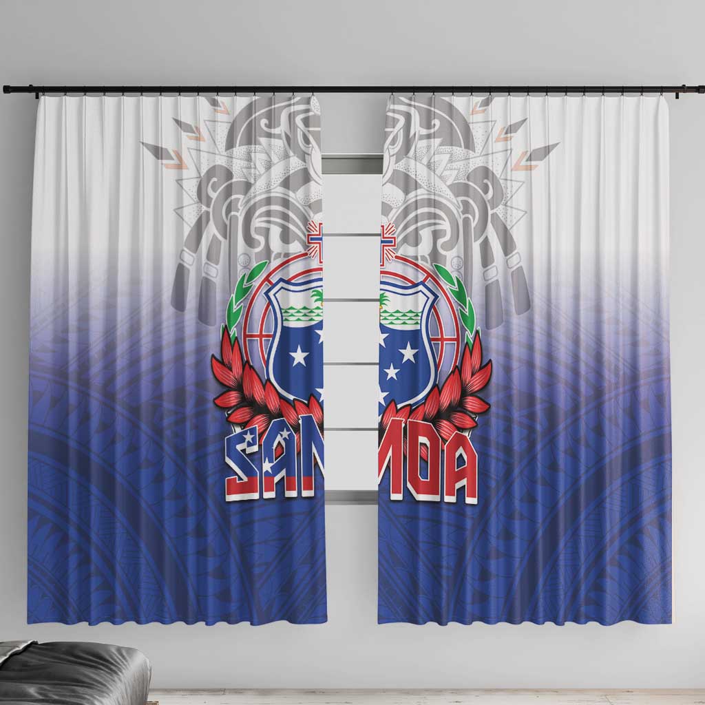 Samoa Rugby 2024 Pacific Window Curtain Go Manu Samoa LT05 With Hooks Blue - Polynesian Pride
