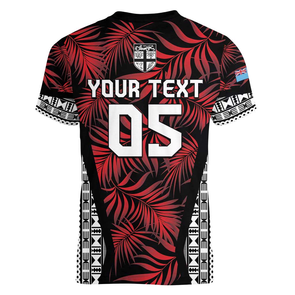 Custom Flying Fijians Rugby 2024 Pacific Women V-Neck T-Shirt Go Fiji