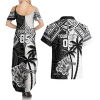 Custom New Zealand And Fiji Rugby 2024 Couples Matching Summer Maxi Dress and Hawaiian Shirt Maori Kiwi With Fijian Palm Tree