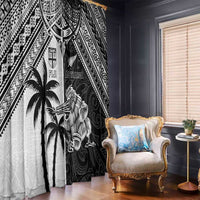 New Zealand And Fiji Rugby 2024 Window Curtain Maori Kiwi With Fijian Palm Tree