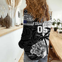 Custom New Zealand And Fiji Rugby 2024 Women Casual Shirt Maori Kiwi With Fijian Palm Tree