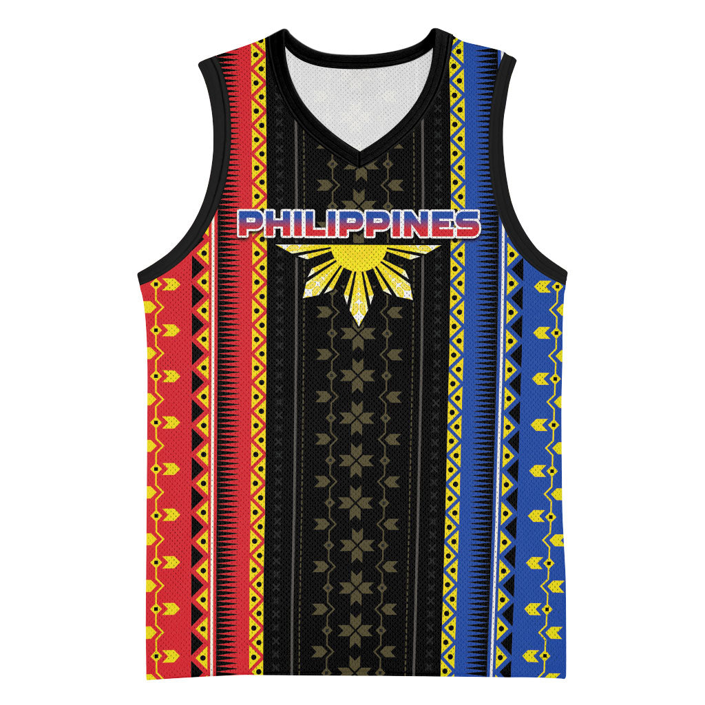 Personalised Philippines Filipinos Basketball Jersey Igorot Tribal Inspiration Pattern Style LT05 Unisex Black - Polynesian Pride