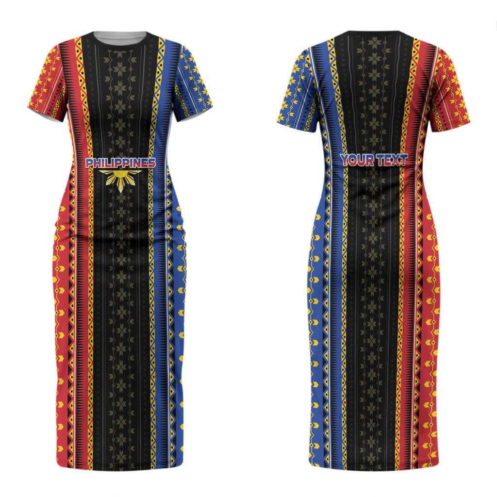 Personalised Philippines Filipinos Couples Matching Short Sleeve Bodycon Dress and Hawaiian Shirt Igorot Tribal Inspiration Pattern Style