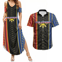 Personalised Philippines Filipinos Couples Matching Summer Maxi Dress and Hawaiian Shirt Igorot Tribal Inspiration Pattern Style