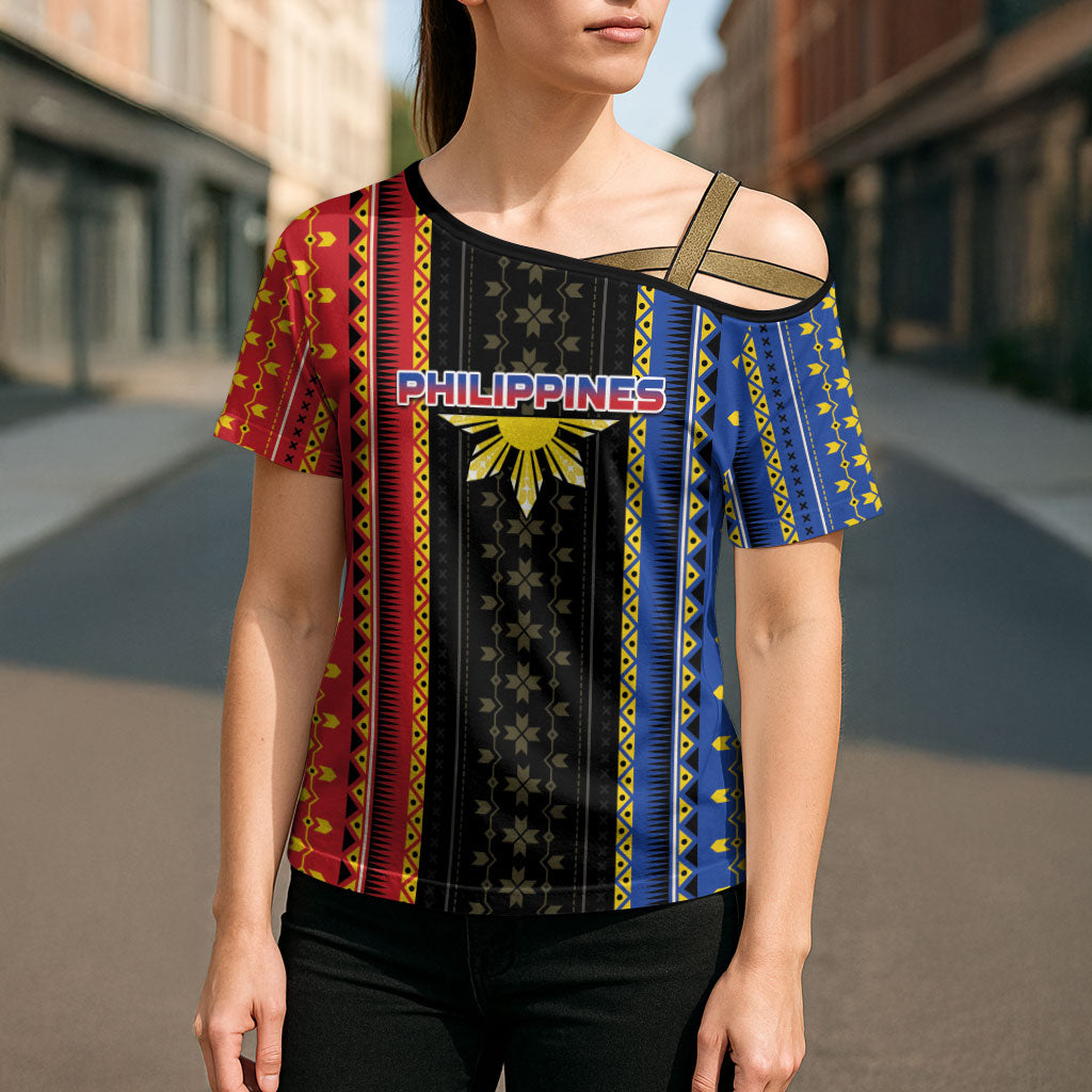 Personalised Philippines Filipinos Cross Shoulder Shirt Igorot Tribal Inspiration Pattern Style