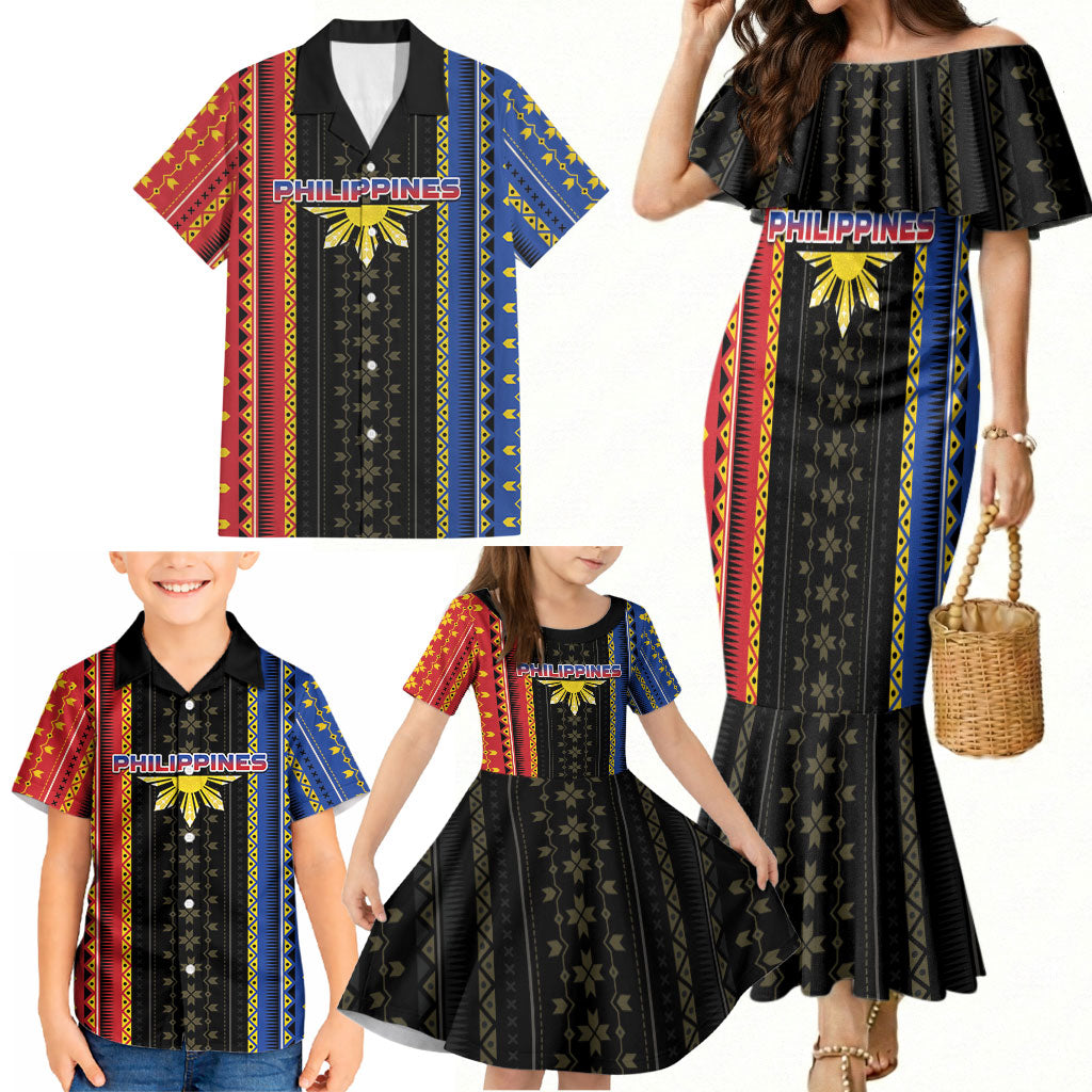 Personalised Philippines Filipinos Family Matching Mermaid Dress and Hawaiian Shirt Igorot Tribal Inspiration Pattern Style LT05 - Polynesian Pride
