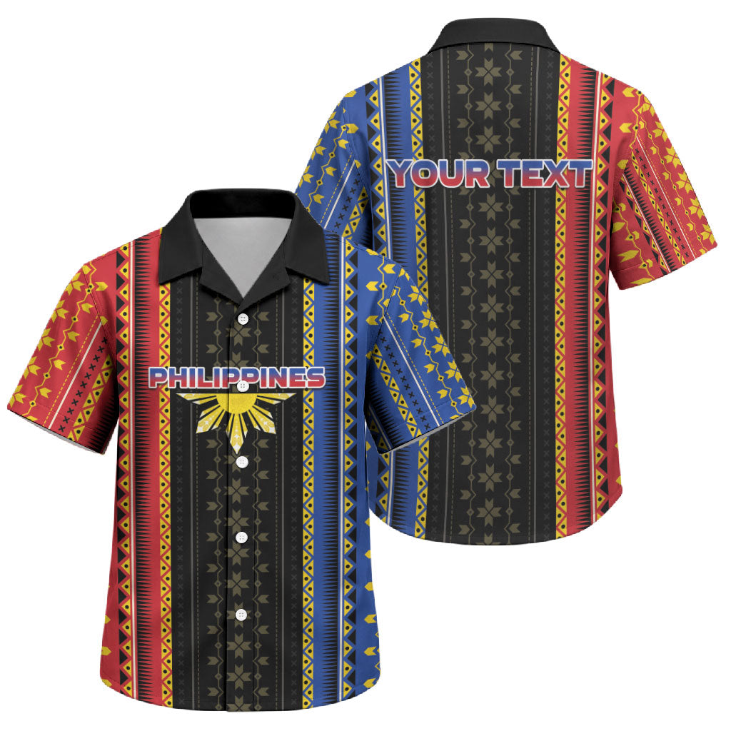 Personalised Philippines Filipinos Family Matching Off The Shoulder Long Sleeve Dress and Hawaiian Shirt Igorot Tribal Inspiration Pattern Style