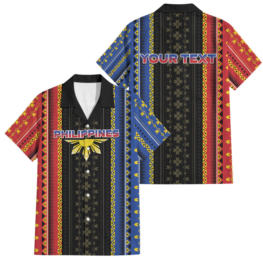 Personalised Philippines Filipinos Family Matching Off Shoulder Maxi Dress and Hawaiian Shirt Igorot Tribal Inspiration Pattern Style