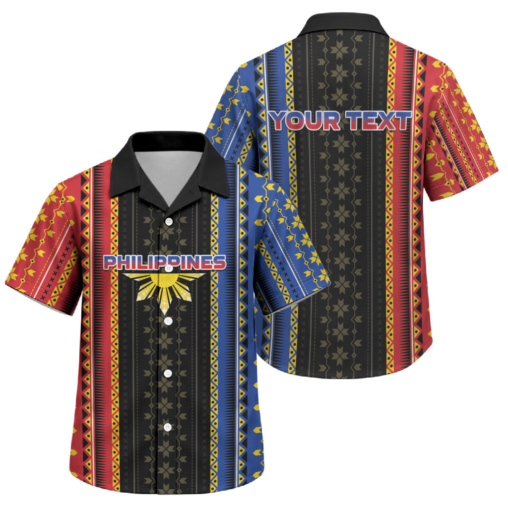Personalised Philippines Filipinos Family Matching Off Shoulder Short Dress and Hawaiian Shirt Igorot Tribal Inspiration Pattern Style
