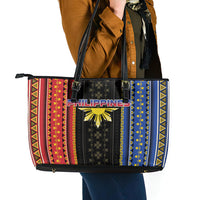 Philippines Filipinos Leather Tote Bag Igorot Tribal Inspiration Pattern Style