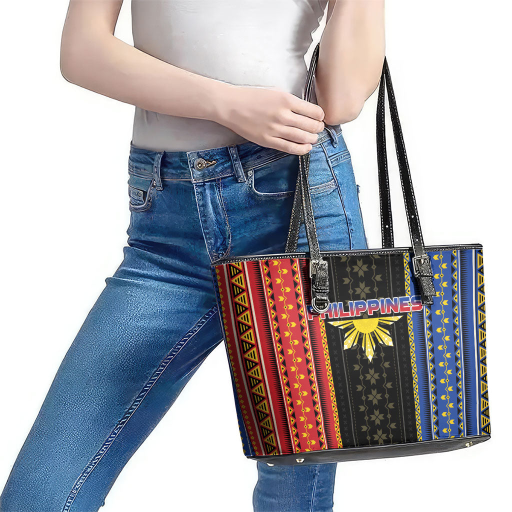 Philippines Filipinos Leather Tote Bag Igorot Tribal Inspiration Pattern Style