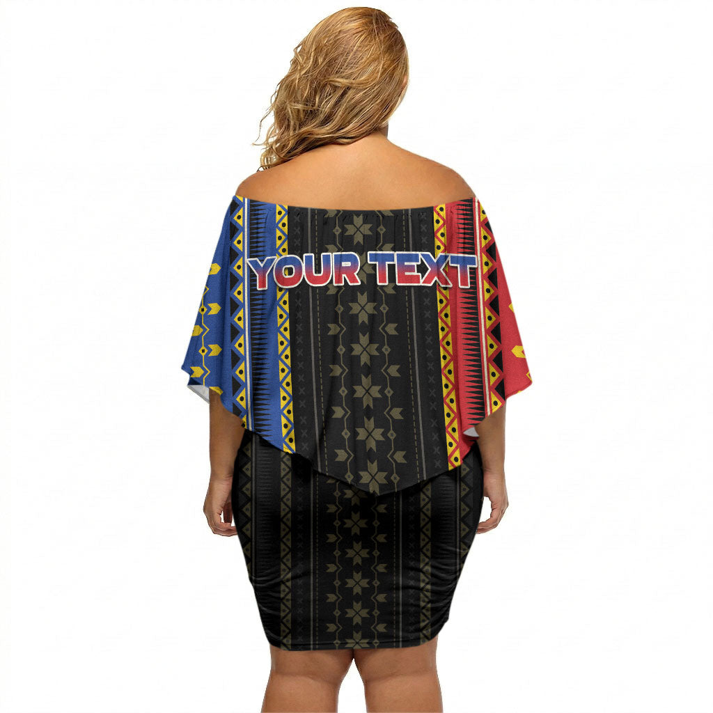 Personalised Philippines Filipinos Off Shoulder Short Dress Igorot Tribal Inspiration Pattern Style