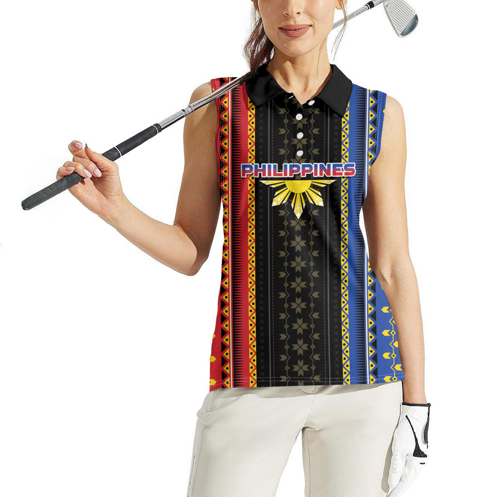 Personalised Philippines Filipinos Women Sleeveless Polo Shirt Igorot Tribal Inspiration Pattern Style