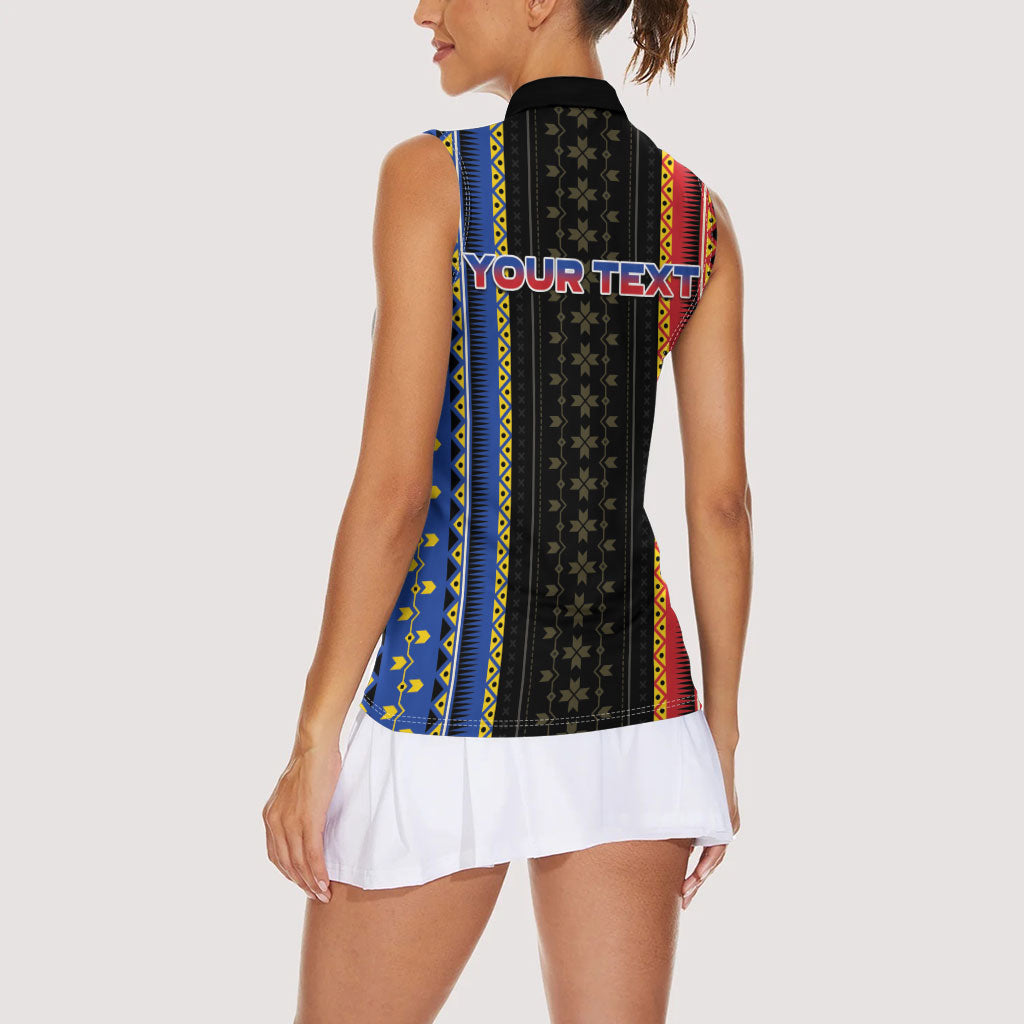 Personalised Philippines Filipinos Women Sleeveless Polo Shirt Igorot Tribal Inspiration Pattern Style