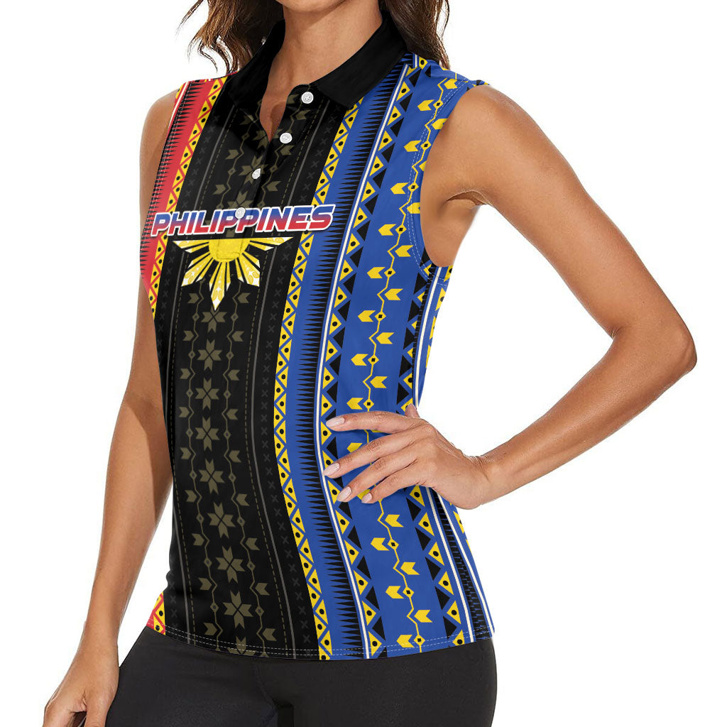 Personalised Philippines Filipinos Women Sleeveless Polo Shirt Igorot Tribal Inspiration Pattern Style