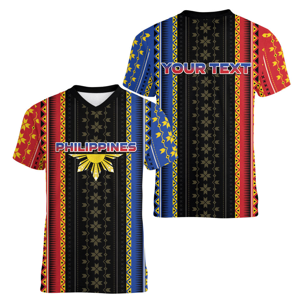Personalised Philippines Filipinos Women V-Neck T-Shirt Igorot Tribal Inspiration Pattern Style