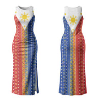 Philippines Sun Couples Matching Tank Maxi Dress and Long Sleeve Button Shirt Igorot Tribal Inspiration
