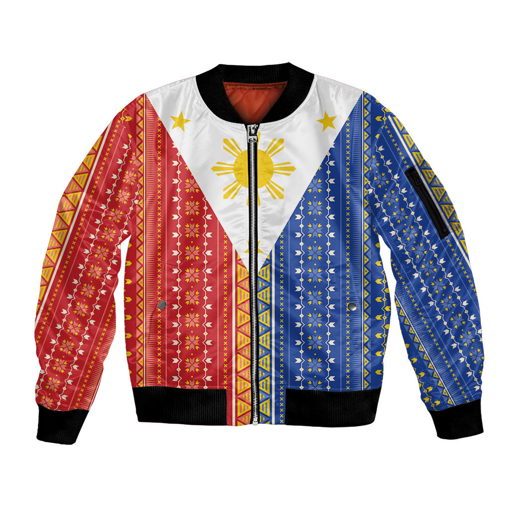 Philippines Sun Sleeve Zip Bomber Jacket Igorot Tribal Inspiration