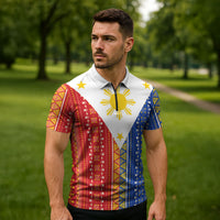 Philippines Sun Zipper Polo Shirt Igorot Tribal Inspiration