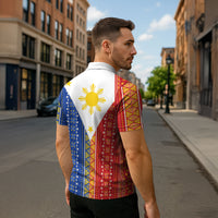 Philippines Sun Zipper Polo Shirt Igorot Tribal Inspiration
