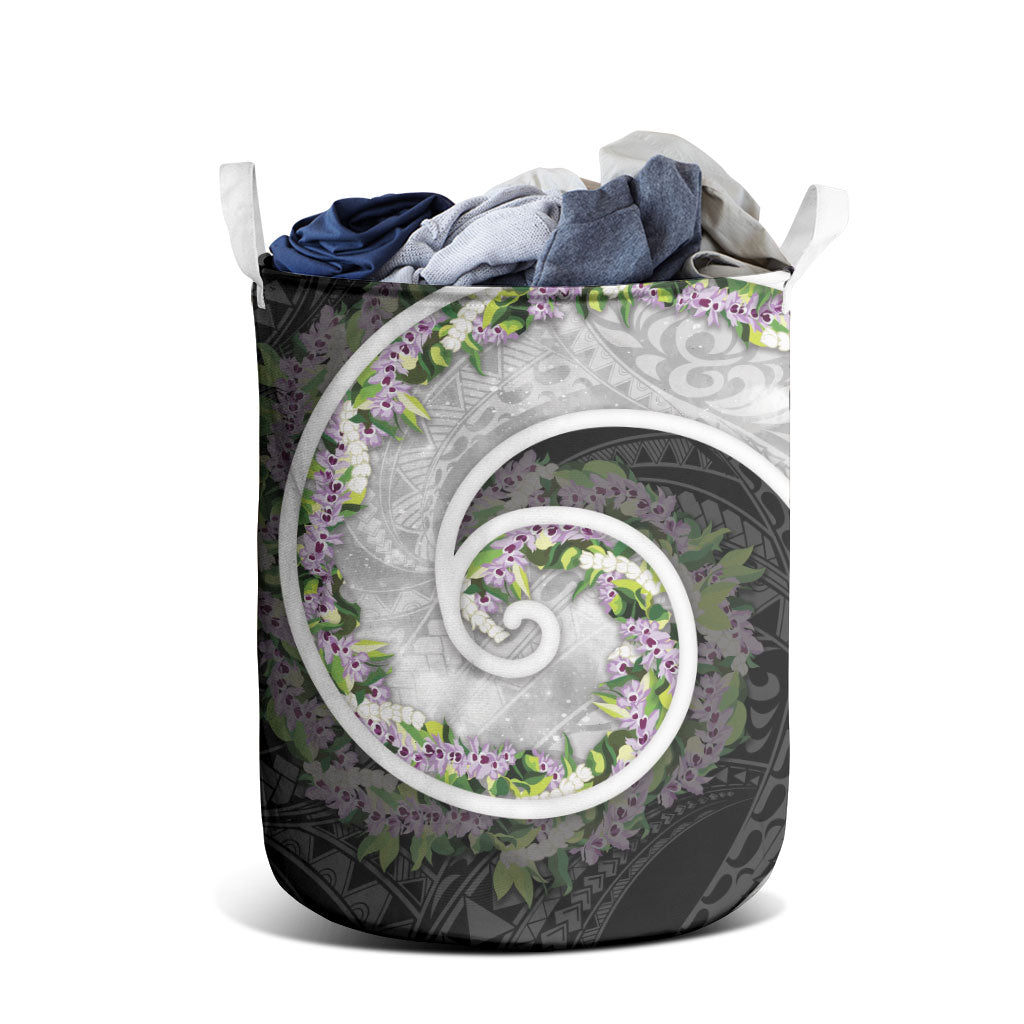 Piko Hawaii Laundry Basket Polynesian Pattern With Maile Pikake Honohono Lei