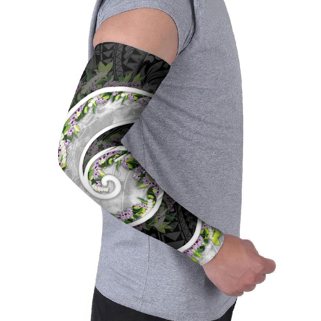 Piko Hawaii Arm Sleeves Polynesian Pattern With Maile Pikake Honohono Lei
