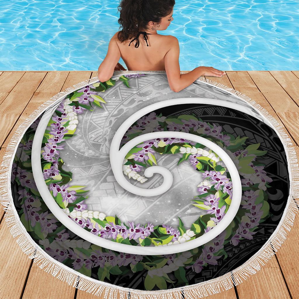 Piko Hawaii Beach Blanket Polynesian Pattern With Maile Pikake Honohono Lei
