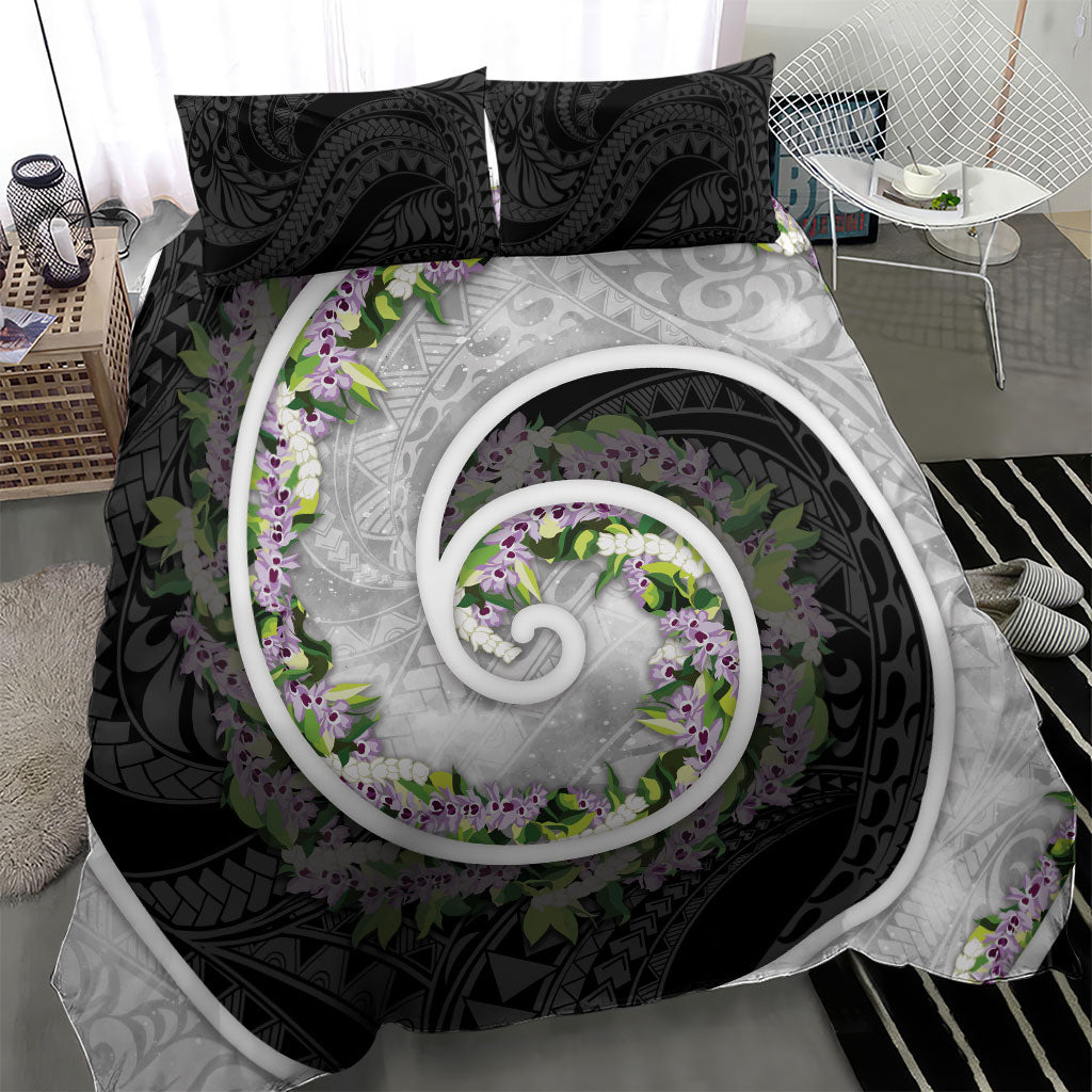 Piko Hawaii Bedding Set Polynesian Pattern With Maile Pikake Honohono Lei