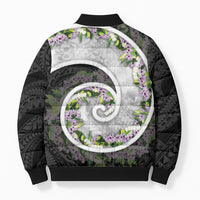 Piko Hawaii Bomber Puffer Jacket Polynesian Pattern With Maile Pikake Honohono Lei