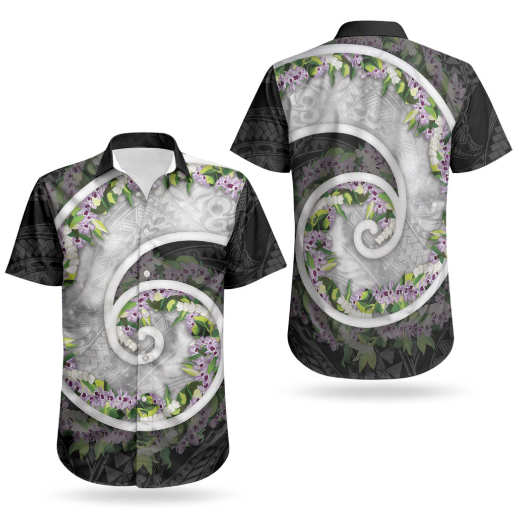 Piko Hawaii Couples Matching Summer Maxi Dress and Hawaiian Shirt Polynesian Pattern With Maile Pikake Honohono Lei