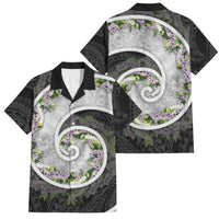 Piko Hawaii Family Matching Off The Shoulder Long Sleeve Dress and Hawaiian Shirt Polynesian Pattern With Maile Pikake Honohono Lei