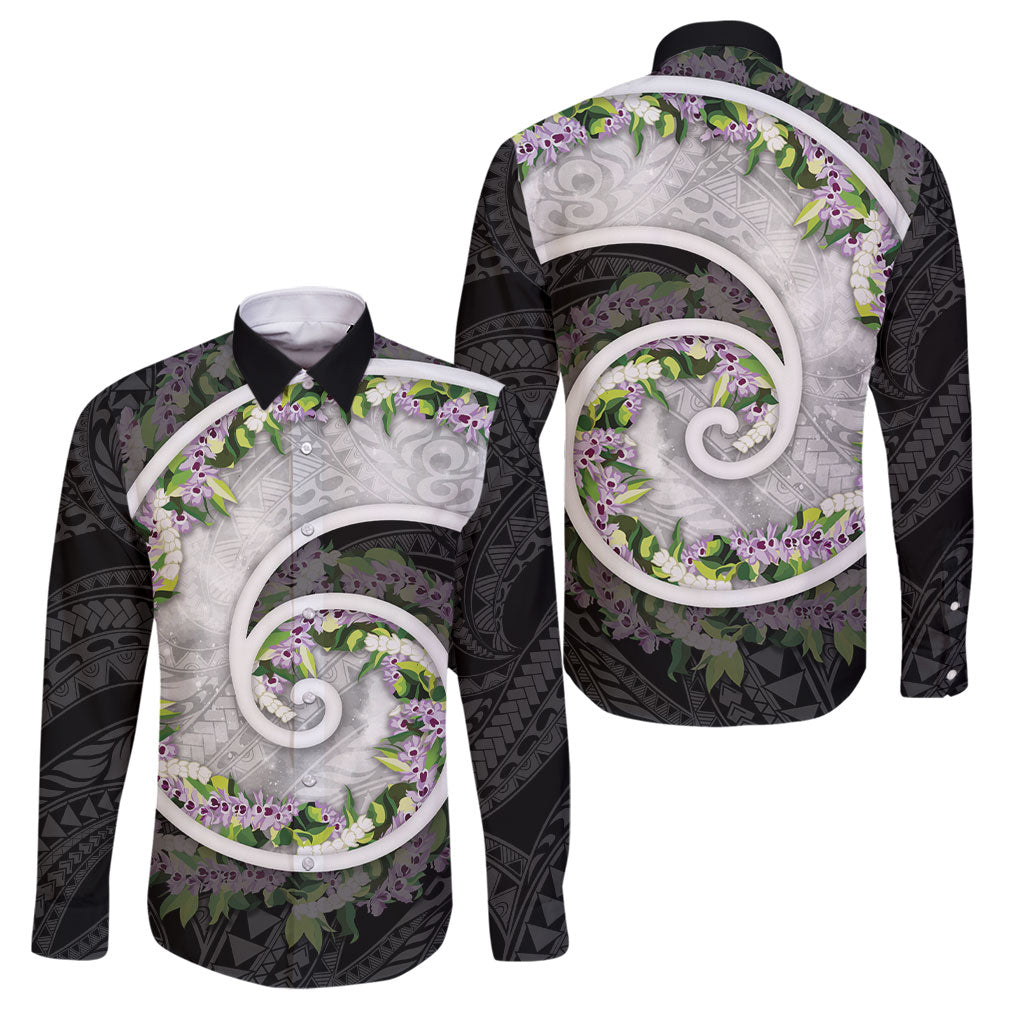 Piko Hawaii Family Matching Off Shoulder Maxi Dress and Hawaiian Shirt Polynesian Pattern With Maile Pikake Honohono Lei
