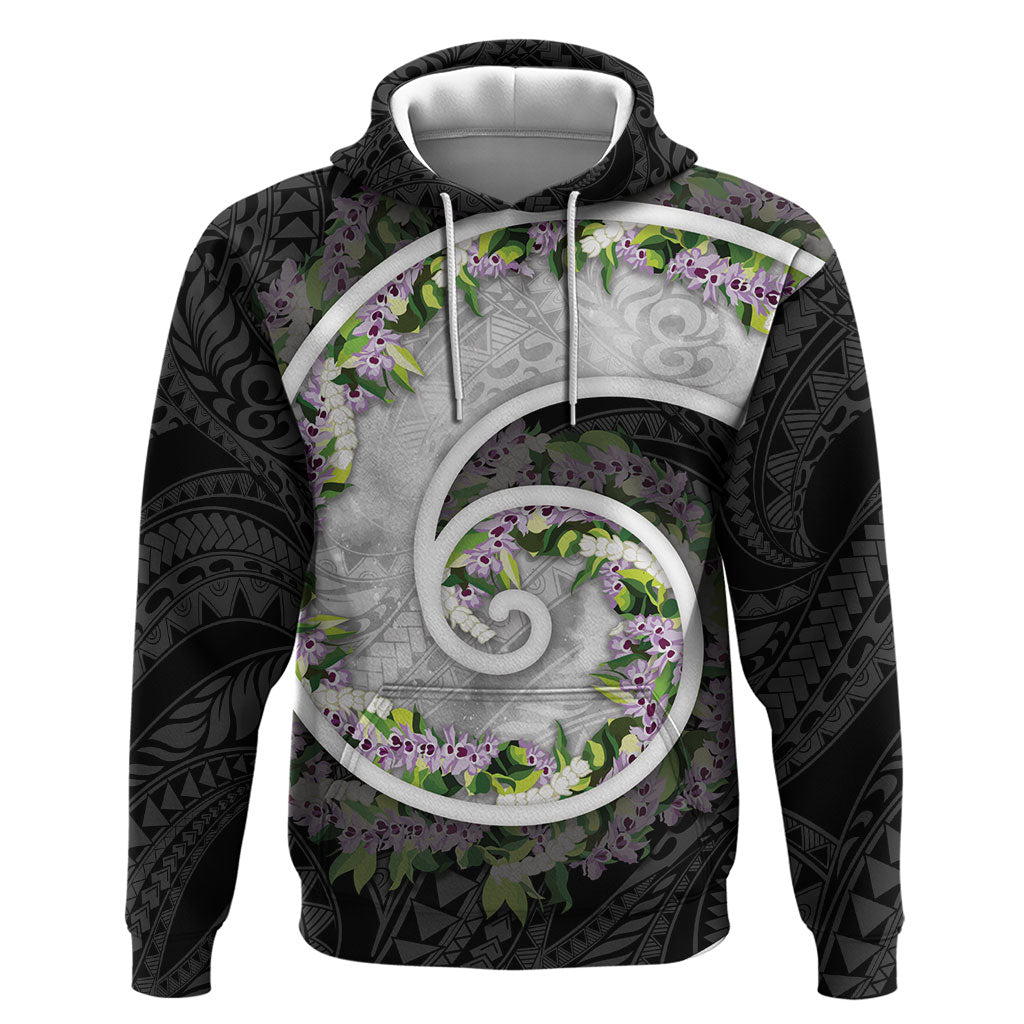 Piko Hawaii Hoodie Polynesian Pattern With Maile Pikake Honohono Lei