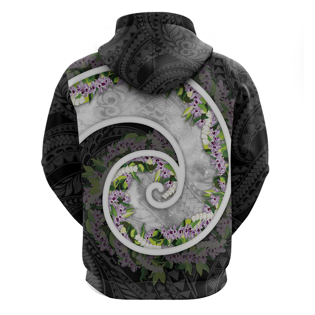 Piko Hawaii Hoodie Polynesian Pattern With Maile Pikake Honohono Lei