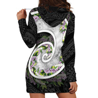 Piko Hawaii Hoodie Dress Polynesian Pattern With Maile Pikake Honohono Lei