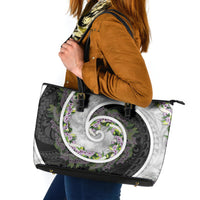 Piko Hawaii Leather Tote Bag Polynesian Pattern With Maile Pikake Honohono Lei