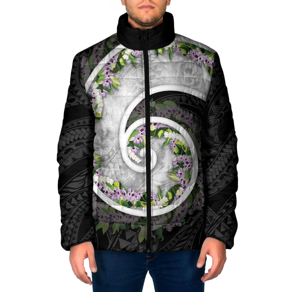Piko Hawaii Padded Jacket Polynesian Pattern With Maile Pikake Honohono Lei