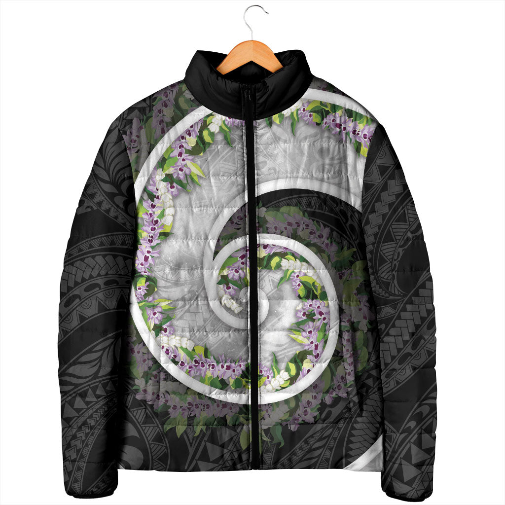Piko Hawaii Padded Jacket Polynesian Pattern With Maile Pikake Honohono Lei