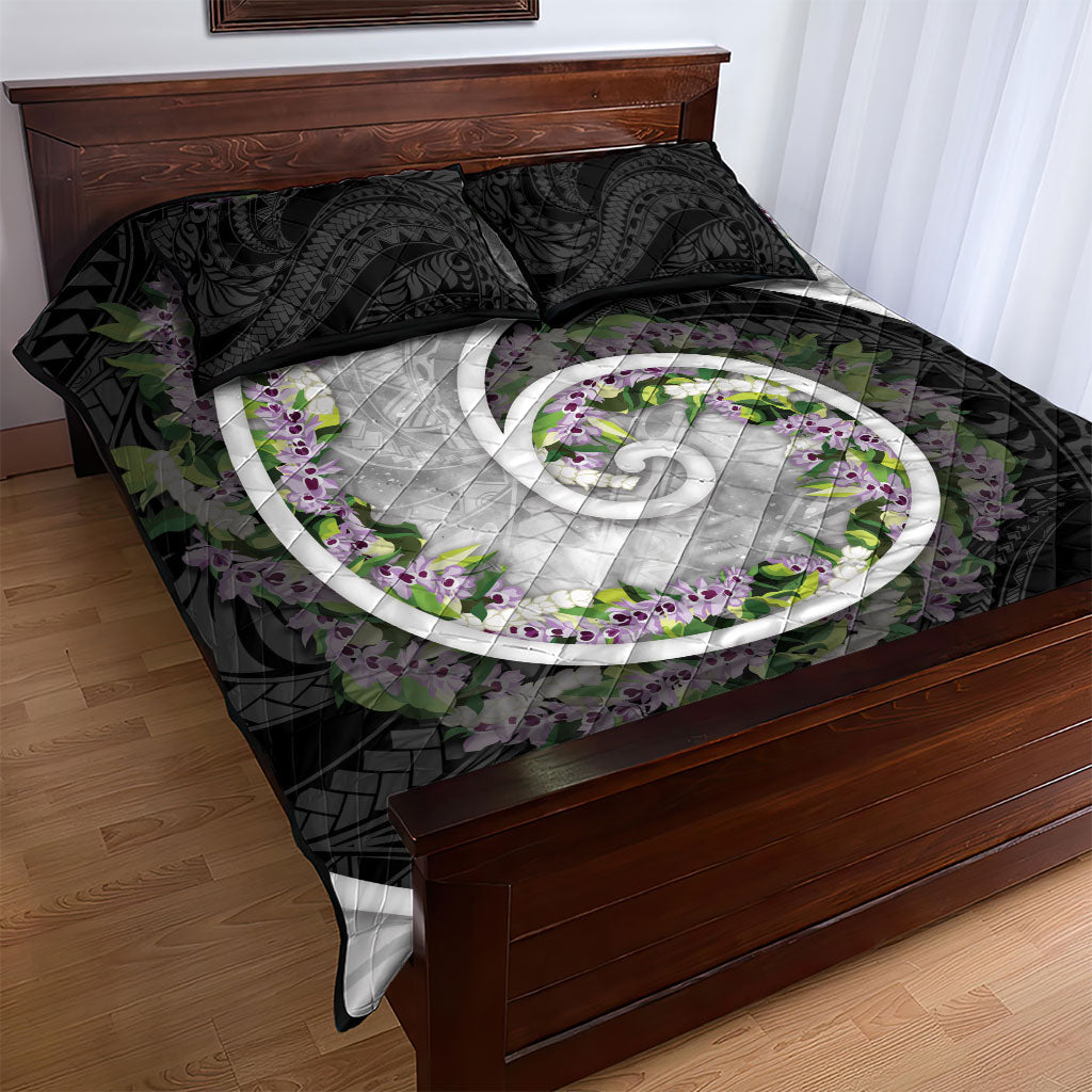 Piko Hawaii Quilt Bed Set Polynesian Pattern With Maile Pikake Honohono Lei