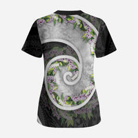 Piko Hawaii Scrub Top Polynesian Pattern With Maile Pikake Honohono Lei