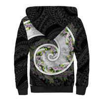 Piko Hawaii Sherpa Hoodie Polynesian Pattern With Maile Pikake Honohono Lei
