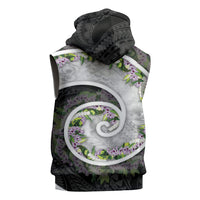 Piko Hawaii Sleeveless Hoodie Polynesian Pattern With Maile Pikake Honohono Lei