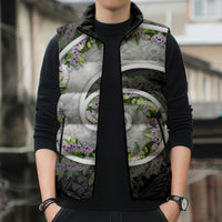 Piko Hawaii Sleeveless Puffer Jacket Polynesian Pattern With Maile Pikake Honohono Lei