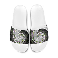 Piko Hawaii Slide Sandals Polynesian Pattern With Maile Pikake Honohono Lei