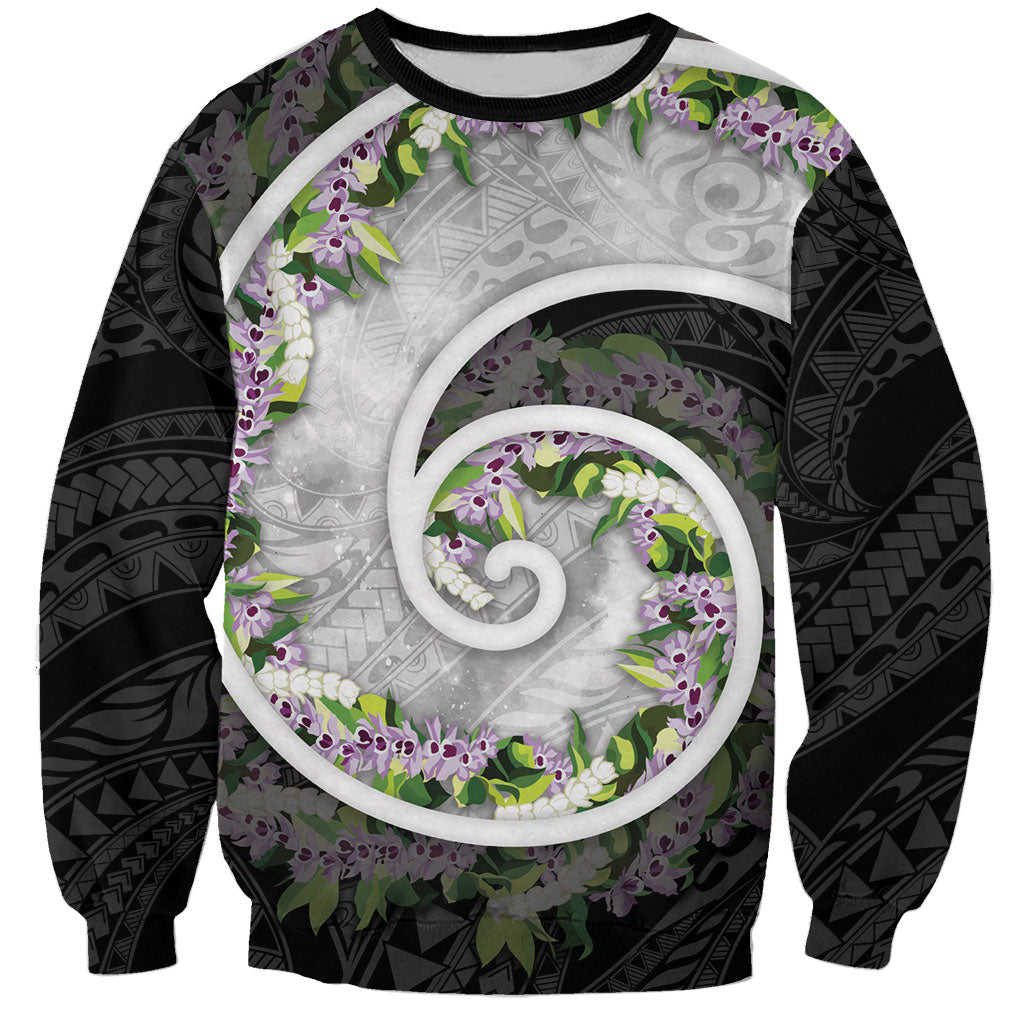 Piko Hawaii Sweatshirt Polynesian Pattern With Maile Pikake Honohono Lei