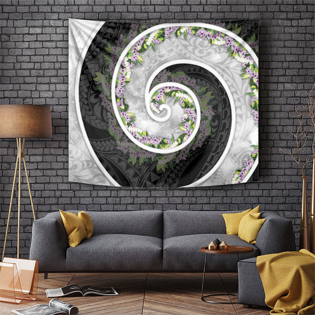 Piko Hawaii Tapestry Polynesian Pattern With Maile Pikake Honohono Lei