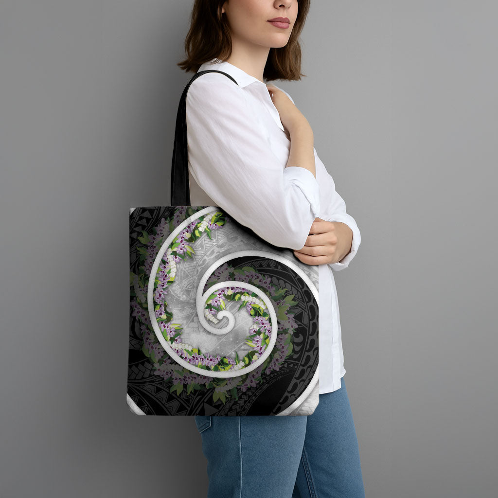 Piko Hawaii Tote Bag Polynesian Pattern With Maile Pikake Honohono Lei