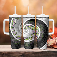 Piko Hawaii Tumbler With Handle Polynesian Pattern With Maile Pikake Honohono Lei